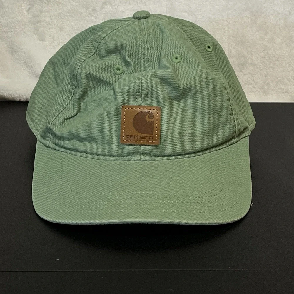CARHARTT Hat Strap Back Adjustable Cap AH0289-M Sage Green Spellout 100% Cotton